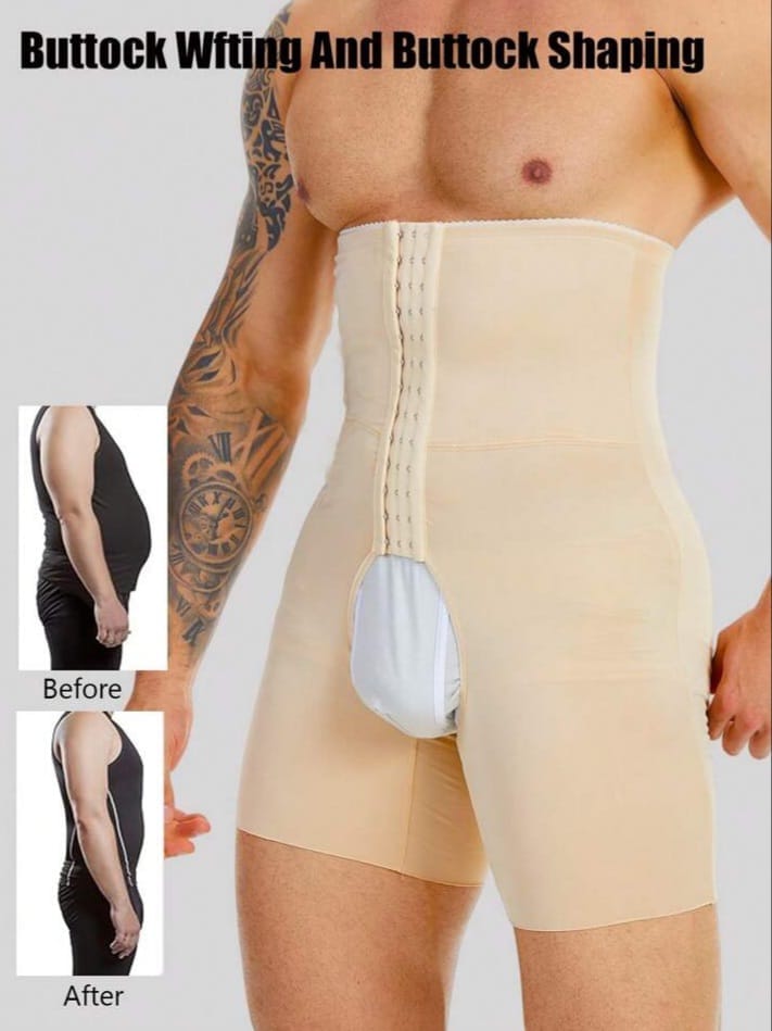 Men's High-Waist Compression Shapewear Shorts – Tummy Control & Butt Lift Body Shaper